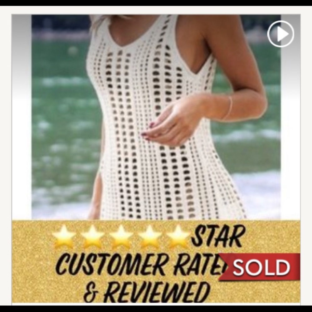Crochet-look Ivory Beach Dress Swim Cover up XL - Picture 1 of 10